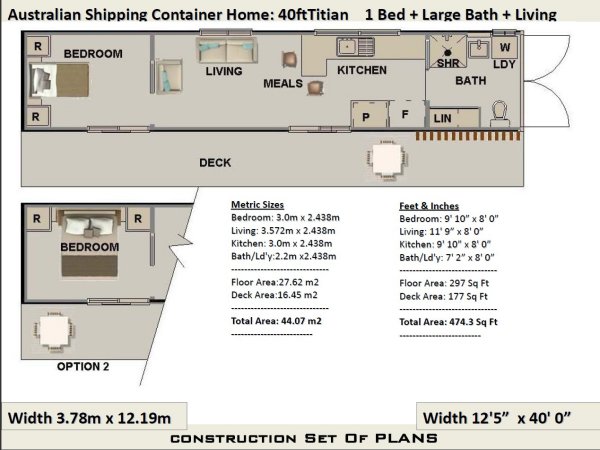 40 Foot Shipping Container Home Plan:Titian 40ft