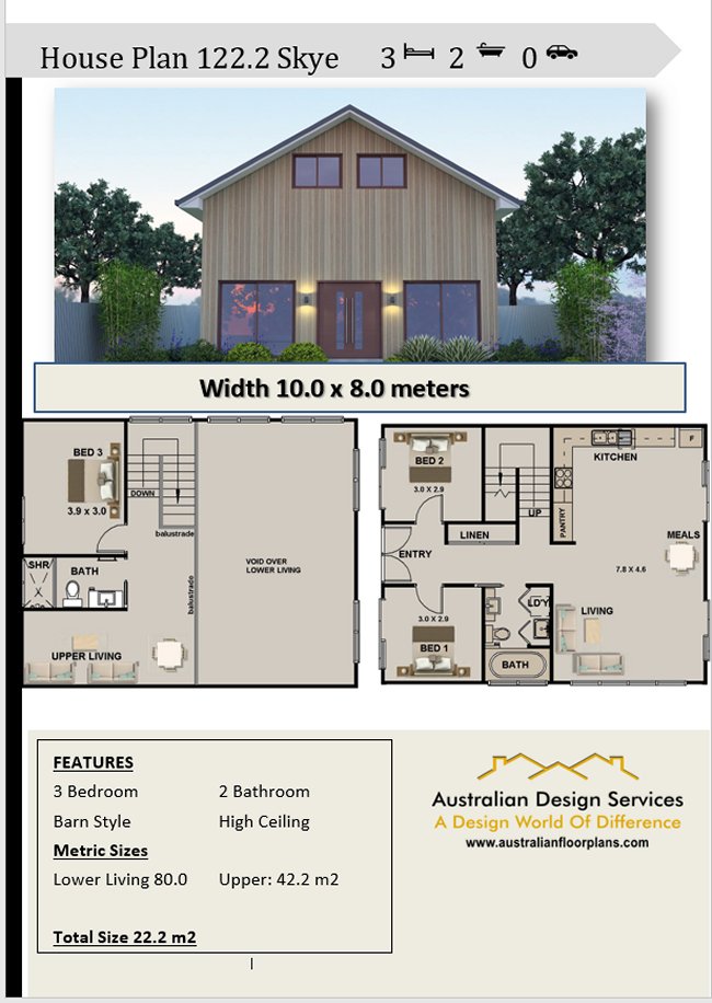 3  bed -house plan barn style