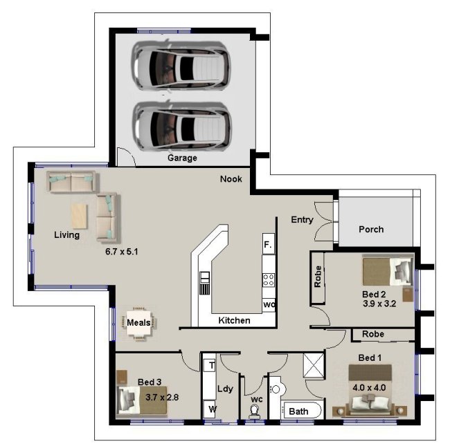 3  bed HOUSE  floor plan