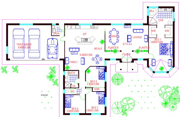 3  bed floor plan