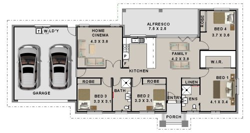 four bedroom house plan