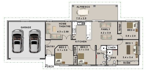 four bedroom house plan