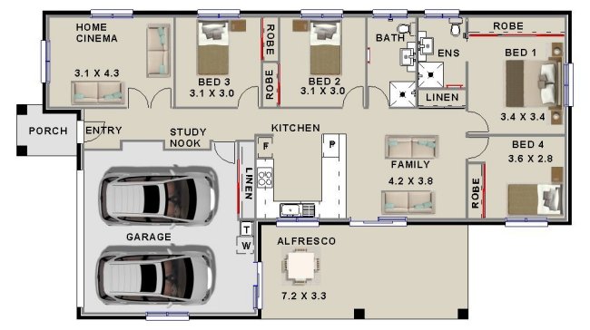 4 bedroom narrow lot design