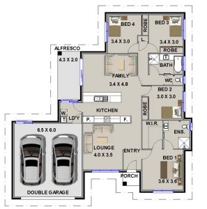 4 bed house plan