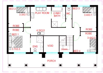 3  bed -study upper floor