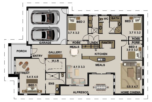 4 BEDROOM HOUSE PLANS 