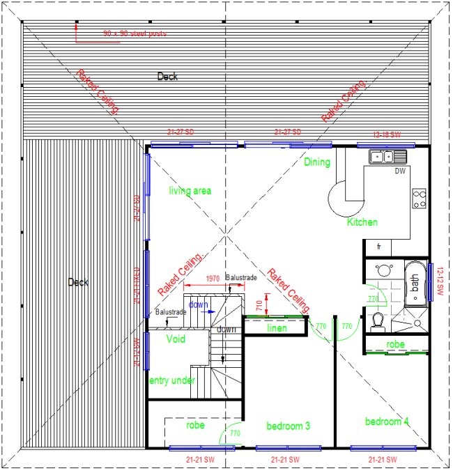 4 Bed Double Storey Large Deck Floor Plan