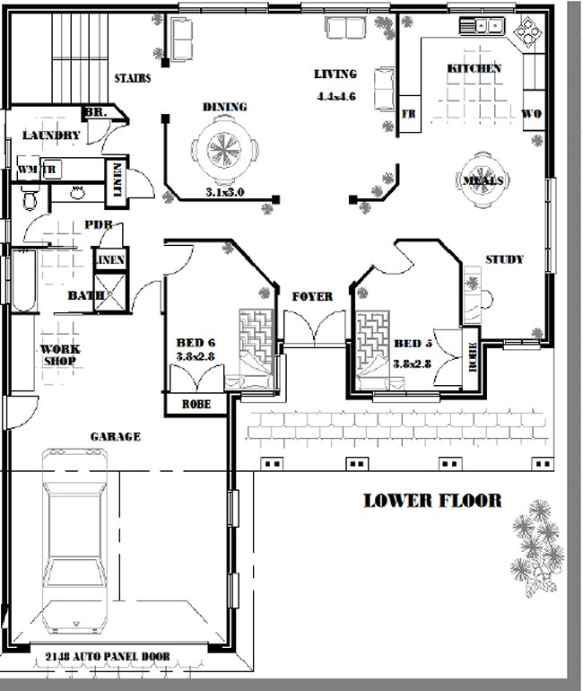 6 Bed Room + Study House Plan