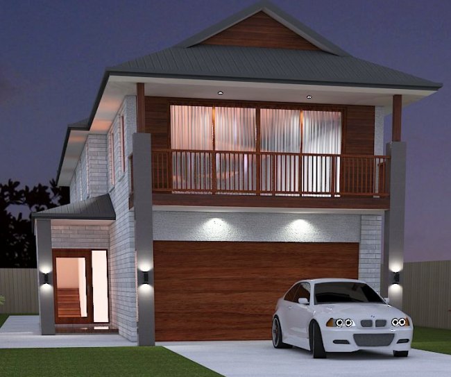 Narrow 4 Bed Room House Plan