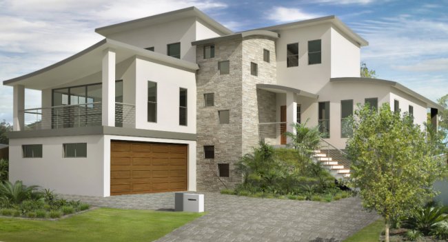 3 Levels - 4 Bed Room + Media Room House Plan