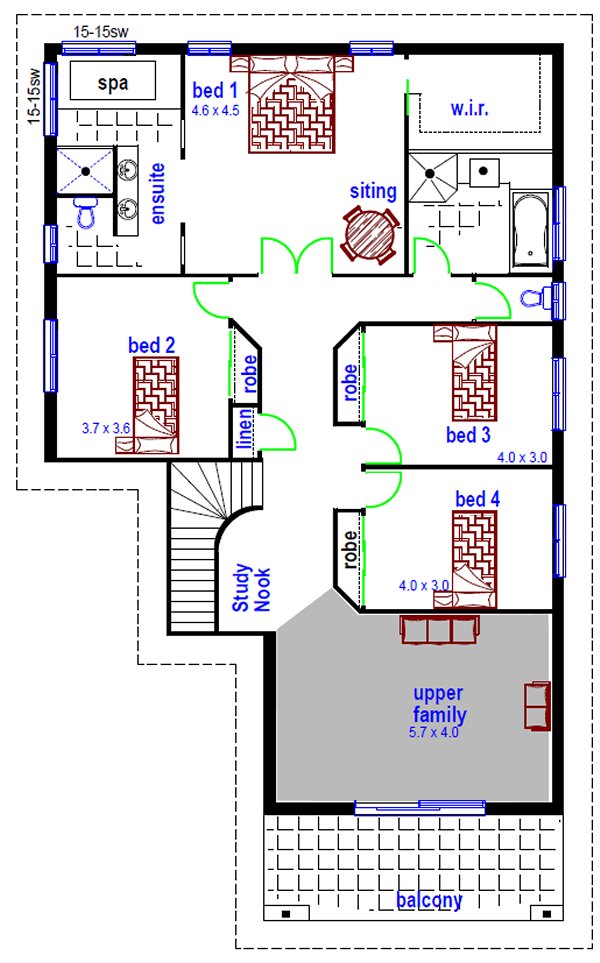 4 bed -study upper floor