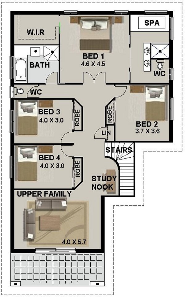 4 bed -study upper floor