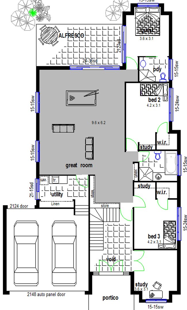 4 Bed + Study + Office Plan