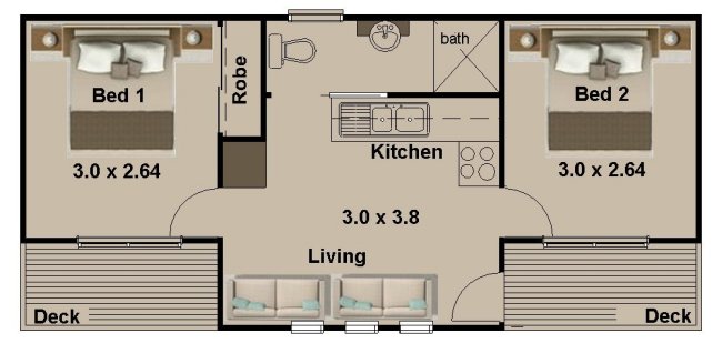 small 2 bedroom house plan