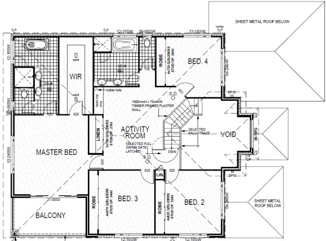 4 Bed Room + Home Theatre Plan upper floor