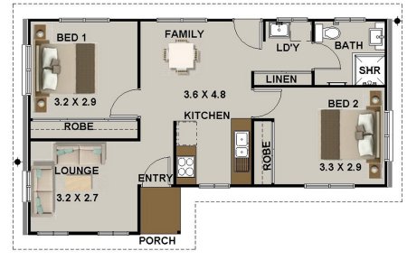 big bedroom 2 bed house plan