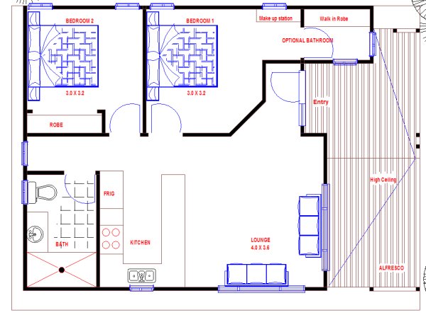 2 bed bungalow house plans