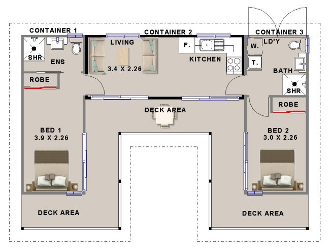 shipping container home floor plan